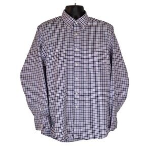IZOD Plaid Stretch Button Down Shirt Classic Fit Long Sleeve Mens 16-16 1/2 L